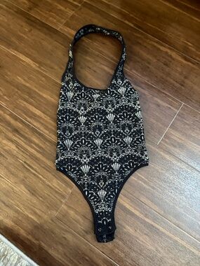 Intimately by Free People halter bodysuit with scalloped design in size XS/S